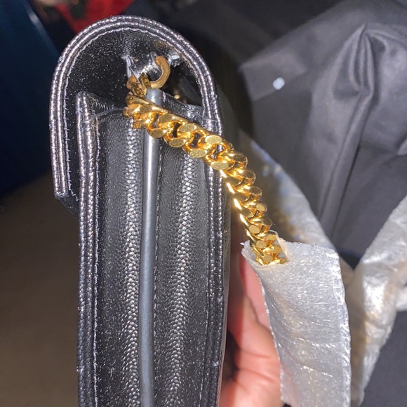 Selling a Black Saint Laurent Large Monogram Quilted Leather Wallet on a Chain - Picture 11 of 13